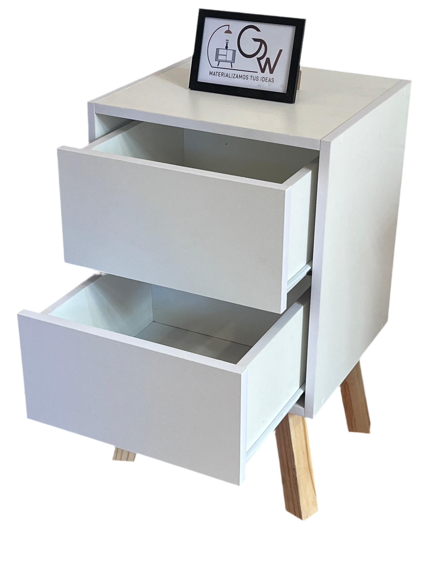 Velador nordico doble cajón