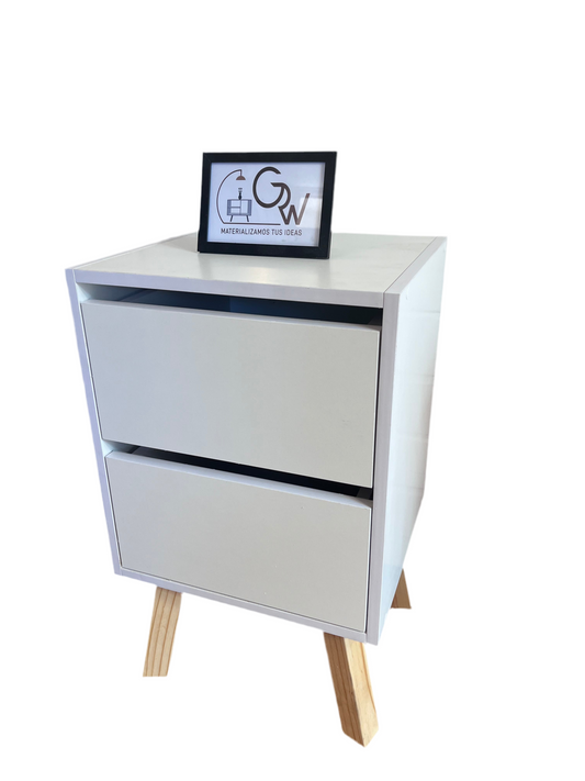 Velador nordico doble cajón