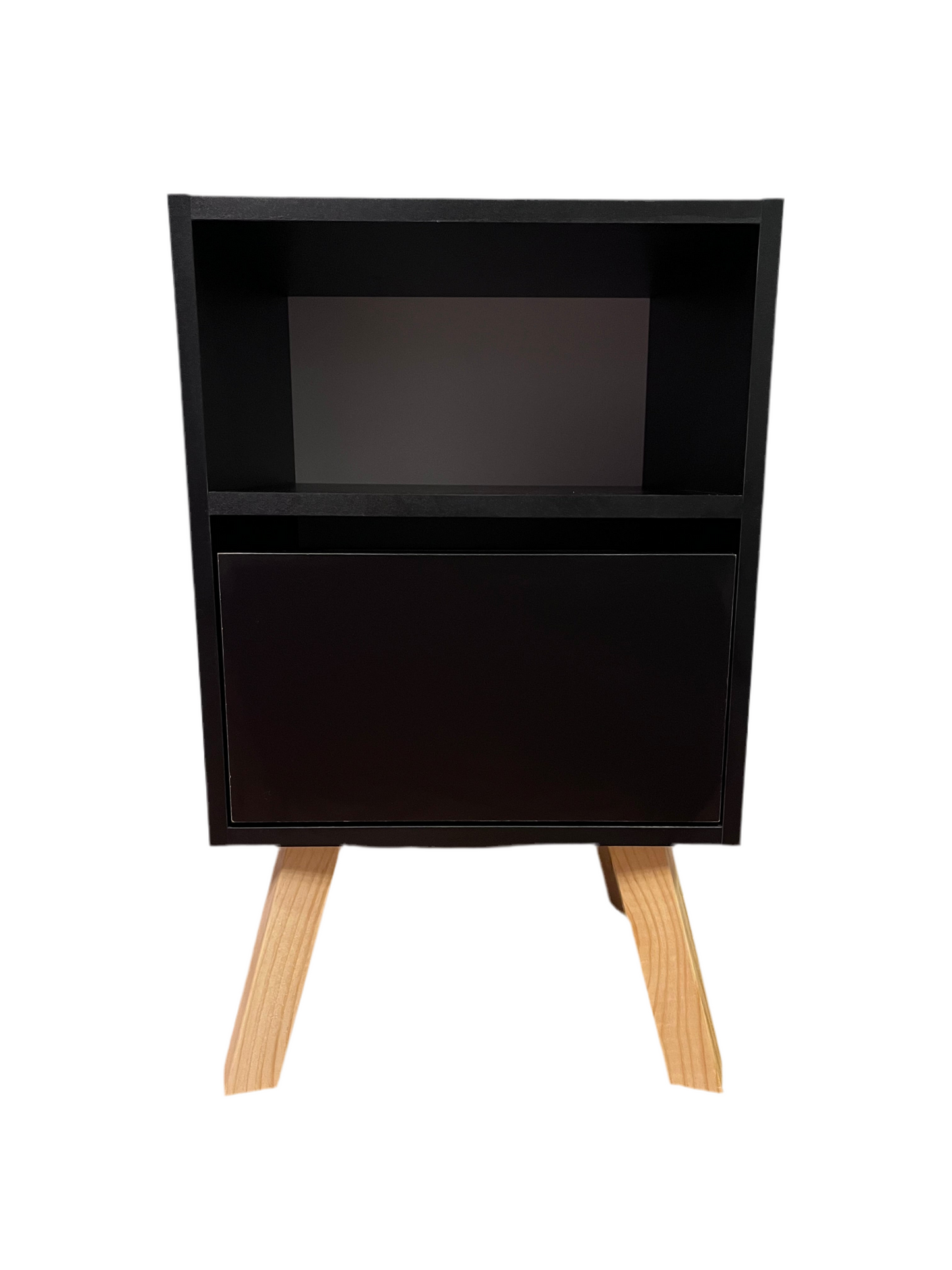 Velador nordico cajones abajo negro