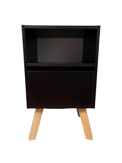 Velador nordico cajones abajo negro